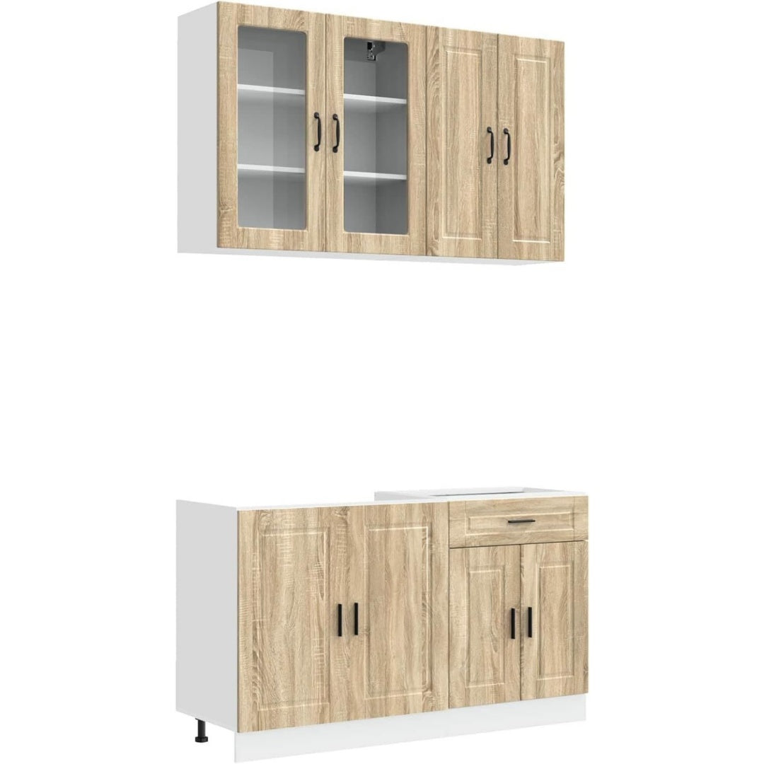 Aufbewahrungsmoebel Makastle Kuchenzeile Sonoma-Eiche, Holzwerkstoff, Wandschrank eiche