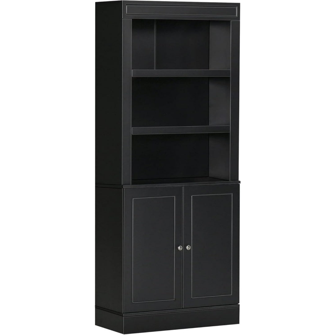 Hochschrank schwarz mit Tueren mit Stauraum