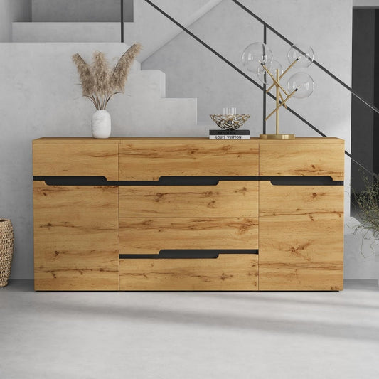 Aufbewahrungsschrank Sideboard Kommode Schrankturen Schublade, Sideboard schwarz