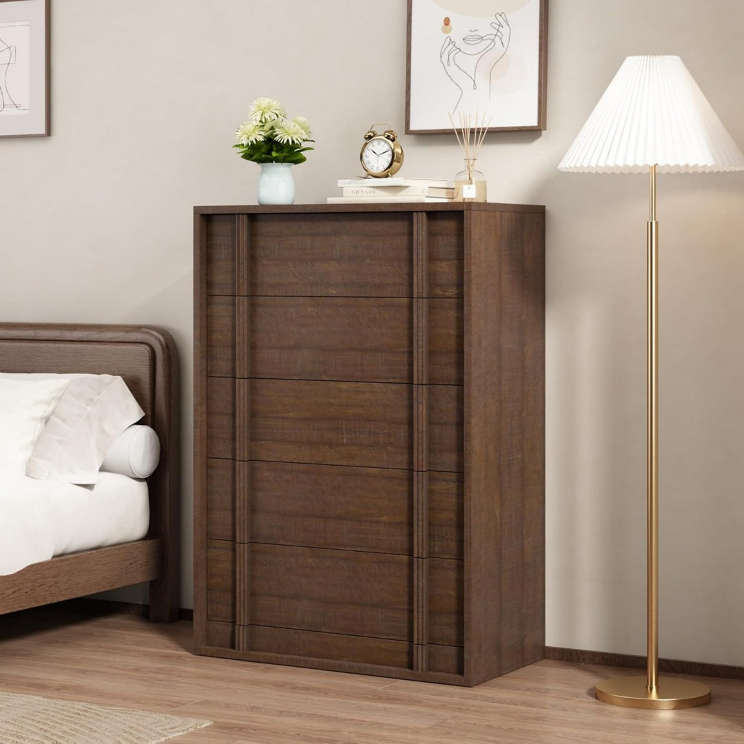 Aufbewahrungsschrank braun mit Schubladen aus MDF