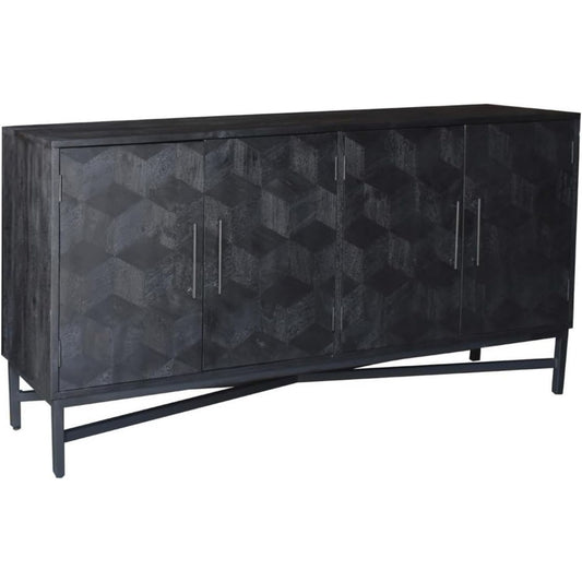 Sideboard schwarz mit Tueren mit Metallgestell