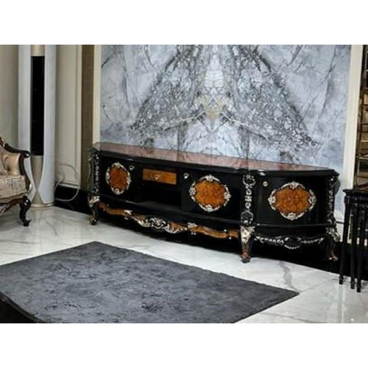 Sideboard schwarz mit Schubladen aus Massivholz