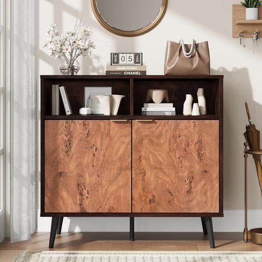 Sideboard Modernes Sideboard Walnuss, Buffet Holz schwarz