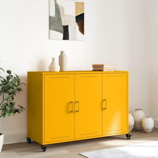 Sideboard mit Tueren auf Rollen schwarz