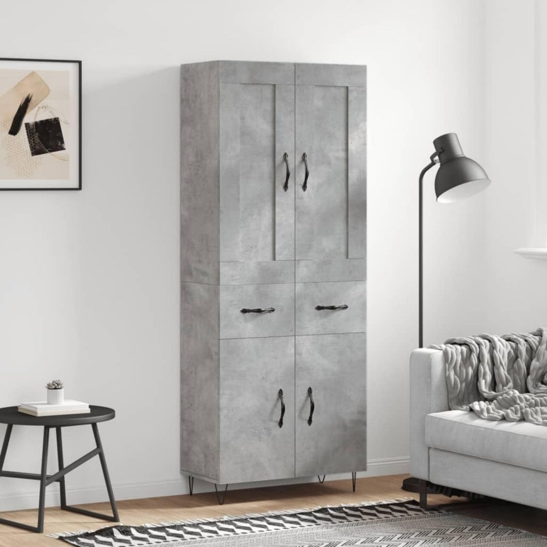 Aufbewahrungsschrank grau mit Tueren mit Metallgestell