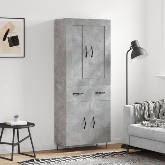 Aufbewahrungsschrank grau mit Tueren mit Metallgestell