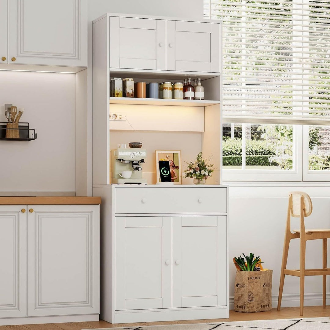 Aufbewahrungsschrank Kuchenschrank Buffetschrank Steckdosen, Moderner Hochschrank eiche