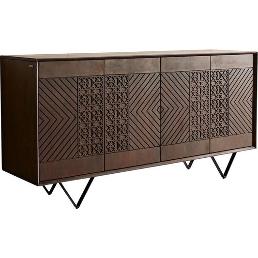 Wohnschrank mit Tueren mit Metallgestell schwarz