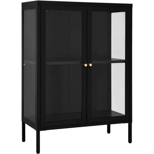 Wohnschrank mit Tueren verstellbar schwarz