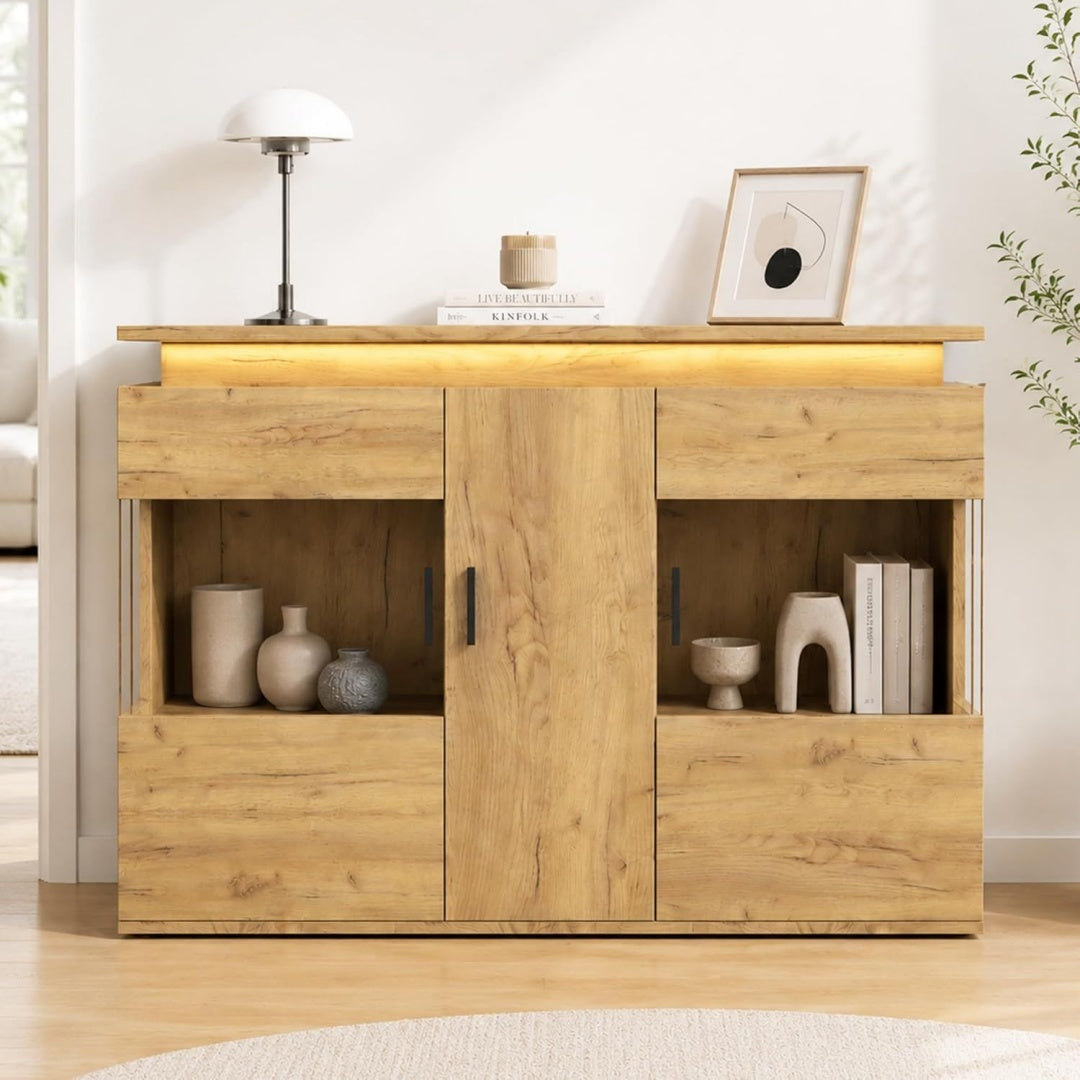 Sideboard eiche mit Tueren mit LED Beleuchtung