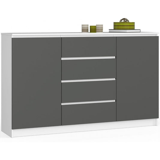 Sideboard grau mit Schubladen auf Rollen