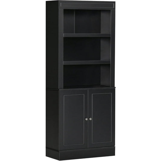 Hochschrank schwarz mit Tueren mit Stauraum